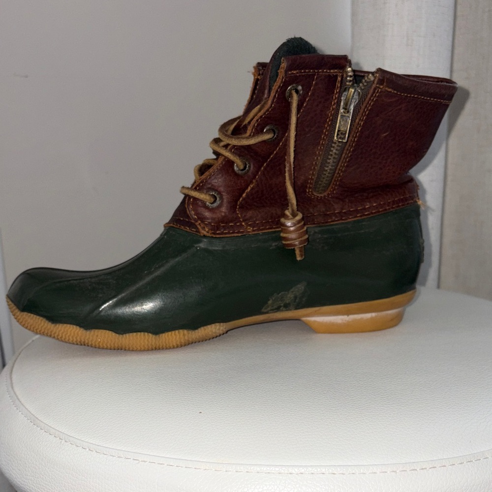 Sperry Women's Forest Green and Chestnut  Duck Boots - Picture 5 of 8